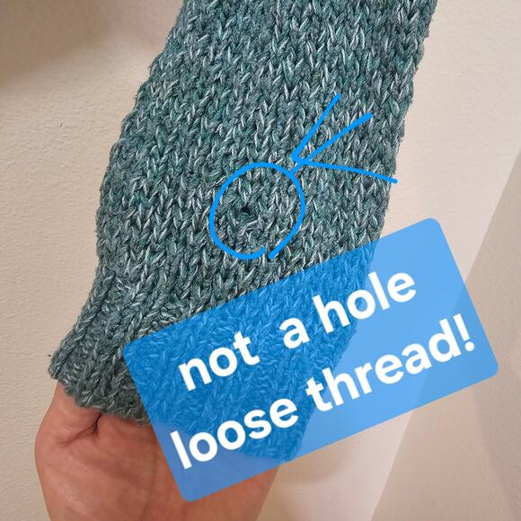 Peruvian Connection SzSm Green n White freckles mixed Cotton Sweater pullon top - Picture 8 of 13